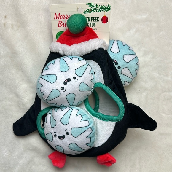 Merry & Bright Penguin Christmas Hide ‘N Peek Squeak Dog Toy - Picture 2 of 5